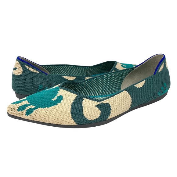 Rothy's Shoes - Rothy's Moroccan Ikat Flat Shoes Blue Teal Knit Geometric Pointed Toe Size 8.5
